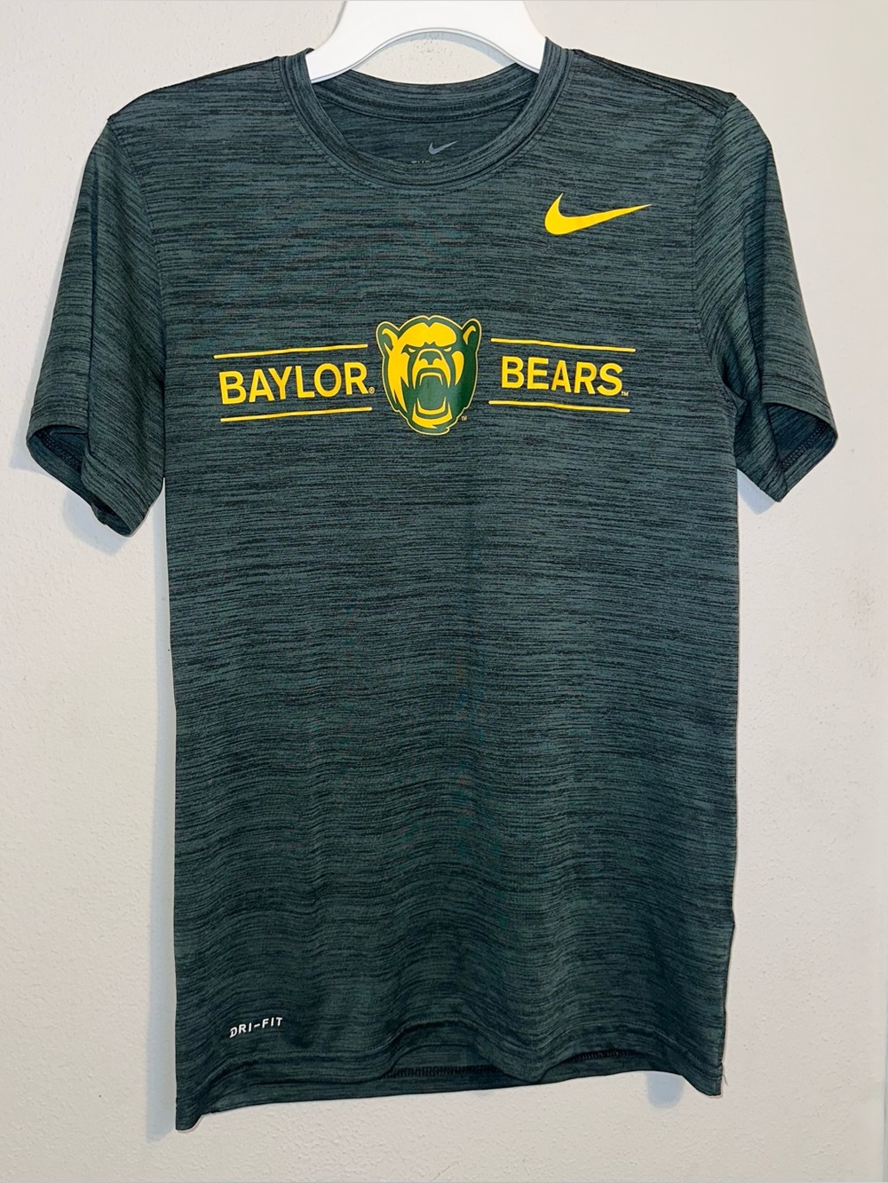 Nike Baylor Bears Short Sleeve Shirt with Yellow Logo